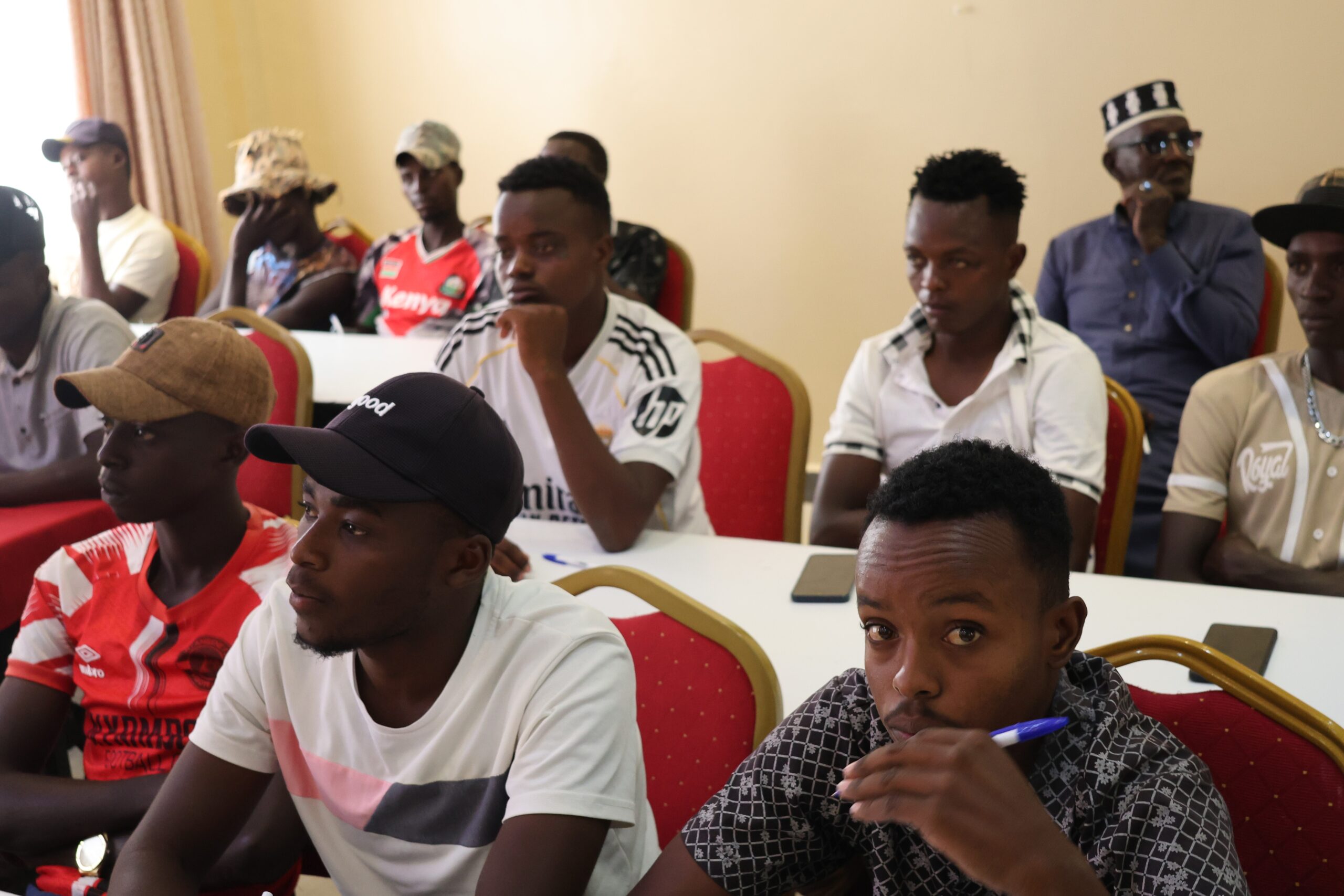 A section of Wajir residents attends a public engagement forum organised by the Okiya Omtatah Presidential Exploratory Committee in Wajir Town on Tuesday.